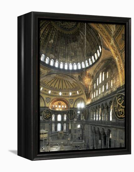 Interior of Santa Sofia (Hagia Sophia) (Aya Sofya), Unesco World Heritage Site, Istanbul, Turkey-Adam Woolfitt-Framed Premier Image Canvas