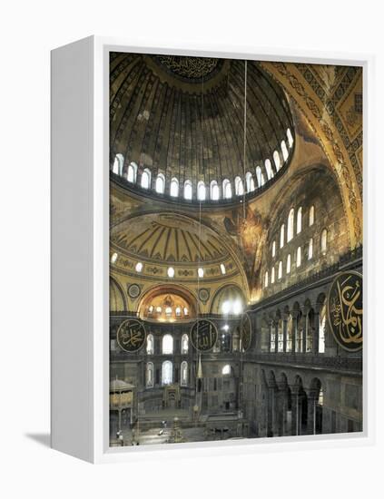 Interior of Santa Sofia (Hagia Sophia) (Aya Sofya), Unesco World Heritage Site, Istanbul, Turkey-Adam Woolfitt-Framed Premier Image Canvas