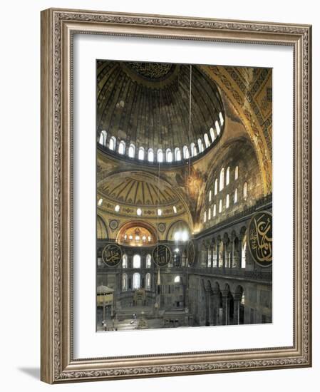 Interior of Santa Sofia (Hagia Sophia) (Aya Sofya), Unesco World Heritage Site, Istanbul, Turkey-Adam Woolfitt-Framed Photographic Print