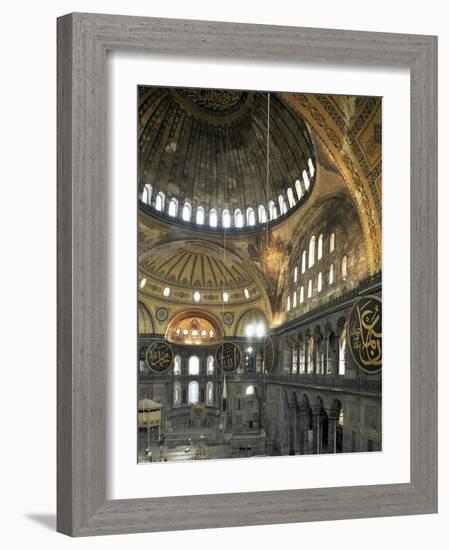 Interior of Santa Sofia (Hagia Sophia) (Aya Sofya), Unesco World Heritage Site, Istanbul, Turkey-Adam Woolfitt-Framed Photographic Print