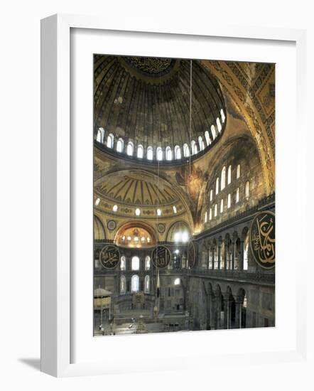 Interior of Santa Sofia (Hagia Sophia) (Aya Sofya), Unesco World Heritage Site, Istanbul, Turkey-Adam Woolfitt-Framed Photographic Print