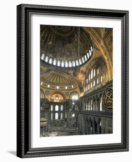 Interior of Santa Sofia (Hagia Sophia) (Aya Sofya), Unesco World Heritage Site, Istanbul, Turkey-Adam Woolfitt-Framed Photographic Print