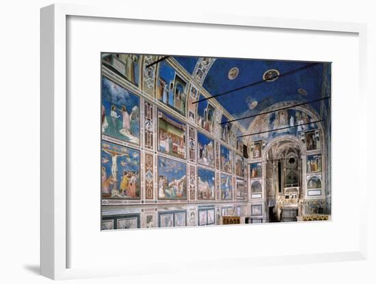 Interior of Scrovegni Chapel with Fresco cycle by Giotto, c. 1304-1306. Padua, Italy-Giotto di Bondone-Framed Art Print