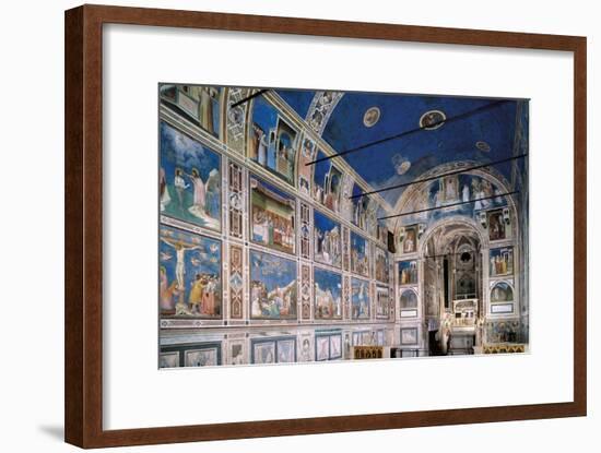 Interior of Scrovegni Chapel with Fresco cycle by Giotto, c. 1304-1306. Padua, Italy-Giotto di Bondone-Framed Art Print