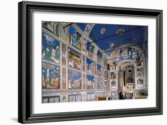 Interior of Scrovegni Chapel with Fresco cycle by Giotto, c. 1304-1306. Padua, Italy-Giotto di Bondone-Framed Art Print