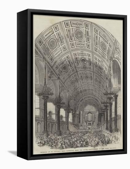 Interior of St George's Hall, Liverpool, from the South, Performance of the First Oratorio-null-Framed Premier Image Canvas