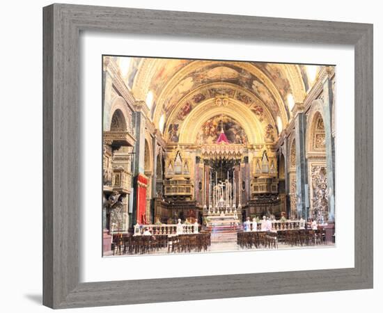 Interior of St Johns Co-Cathedral, Valletta, Malta-Peter Thompson-Framed Photographic Print