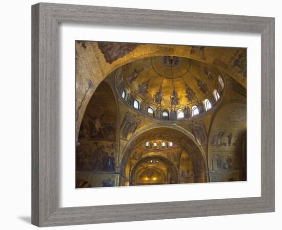 Interior of St. Mark's Basilica with Golden Byzantine Mosaics Illuminated, Venice-Peter Barritt-Framed Photographic Print