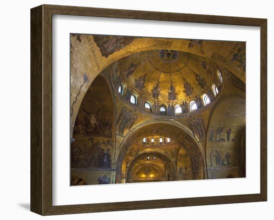 Interior of St. Mark's Basilica with Golden Byzantine Mosaics Illuminated, Venice-Peter Barritt-Framed Photographic Print