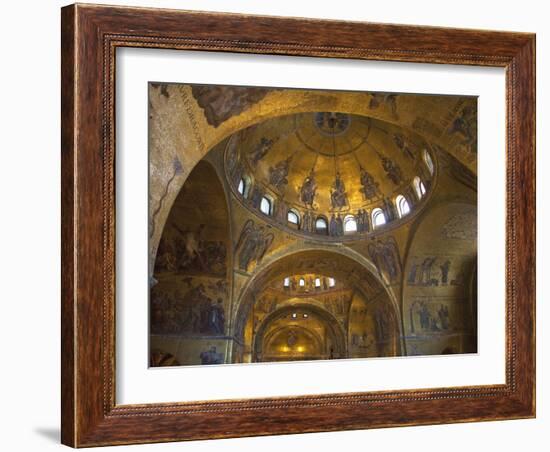 Interior of St. Mark's Basilica with Golden Byzantine Mosaics Illuminated, Venice-Peter Barritt-Framed Photographic Print