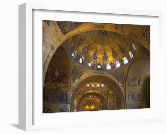 Interior of St. Mark's Basilica with Golden Byzantine Mosaics Illuminated, Venice-Peter Barritt-Framed Photographic Print