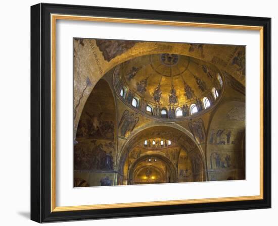 Interior of St. Mark's Basilica with Golden Byzantine Mosaics Illuminated, Venice-Peter Barritt-Framed Photographic Print