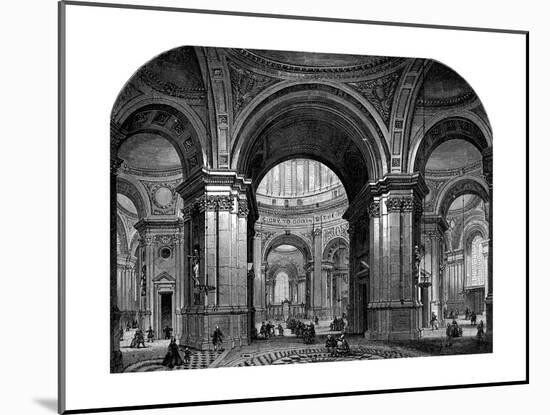 Interior of St Paul's Cathedral, London, Second Design, 17th Century-Christopher Wren-Mounted Giclee Print