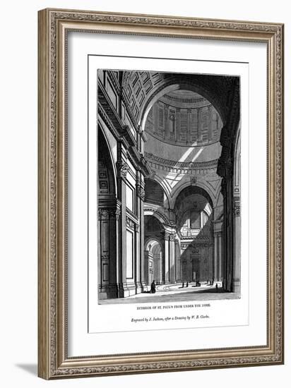 Interior of St Paul's from under the Dome, 1843-J Jackson-Framed Giclee Print