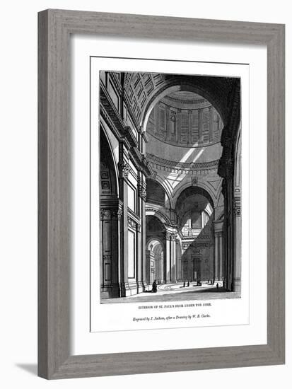 Interior of St Paul's from under the Dome, 1843-J Jackson-Framed Giclee Print