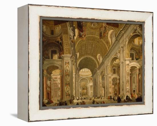 Interior of St Peter's Basilica, 1754-Giovanni Paolo Pannini-Framed Premier Image Canvas