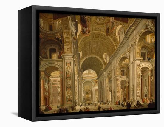 Interior of St Peter's Basilica, 1754-Giovanni Paolo Pannini-Framed Premier Image Canvas