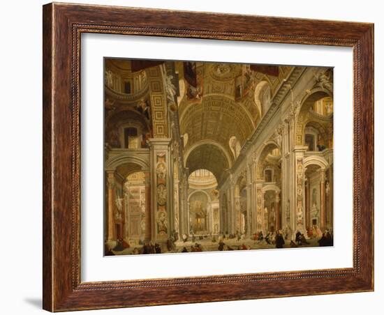 Interior of St Peter's Basilica, 1754-Giovanni Paolo Pannini-Framed Giclee Print