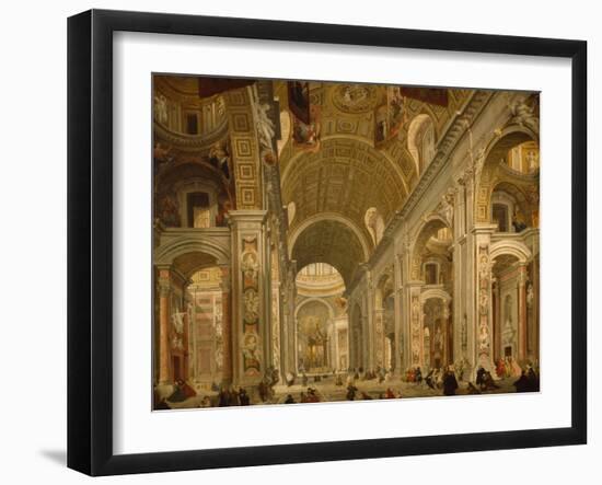 Interior of St Peter's Basilica, 1754-Giovanni Paolo Pannini-Framed Giclee Print