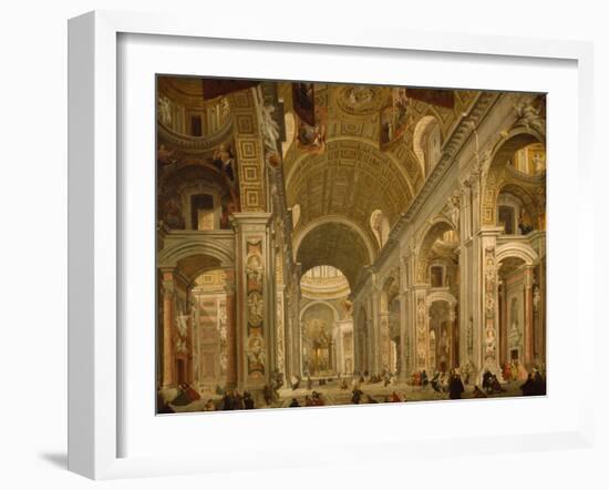 Interior of St Peter's Basilica, 1754-Giovanni Paolo Pannini-Framed Giclee Print