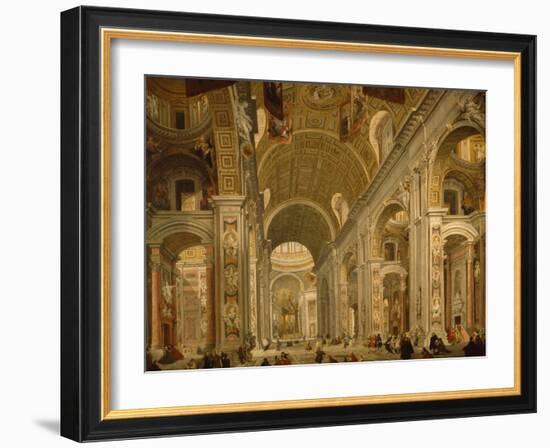 Interior of St Peter's Basilica, 1754-Giovanni Paolo Pannini-Framed Giclee Print