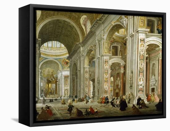 Interior of St. Peter's Basilica, 1754-Giovanni Paolo Pannini-Framed Premier Image Canvas