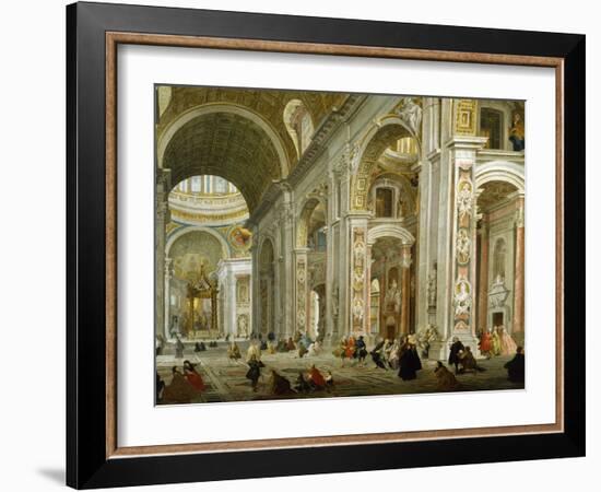 Interior of St. Peter's Basilica, 1754-Giovanni Paolo Pannini-Framed Giclee Print