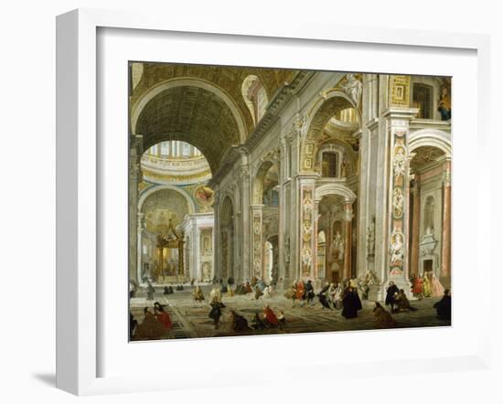 Interior of St. Peter's Basilica, 1754-Giovanni Paolo Pannini-Framed Giclee Print