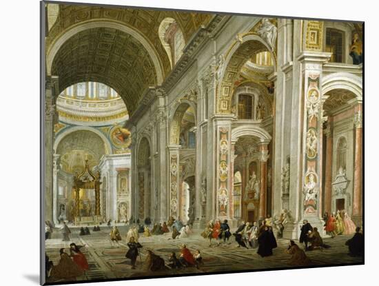 Interior of St. Peter's Basilica, 1754-Giovanni Paolo Pannini-Mounted Giclee Print