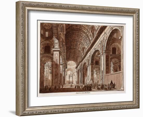 Interior of St. Peter's Basilica, 1833-Agostino Tofanelli-Framed Giclee Print
