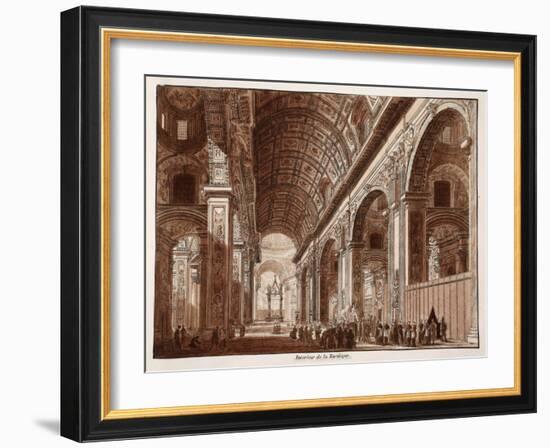 Interior of St. Peter's Basilica, 1833-Agostino Tofanelli-Framed Giclee Print