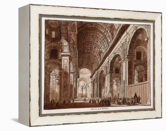 Interior of St. Peter's Basilica, 1833-Agostino Tofanelli-Framed Premier Image Canvas