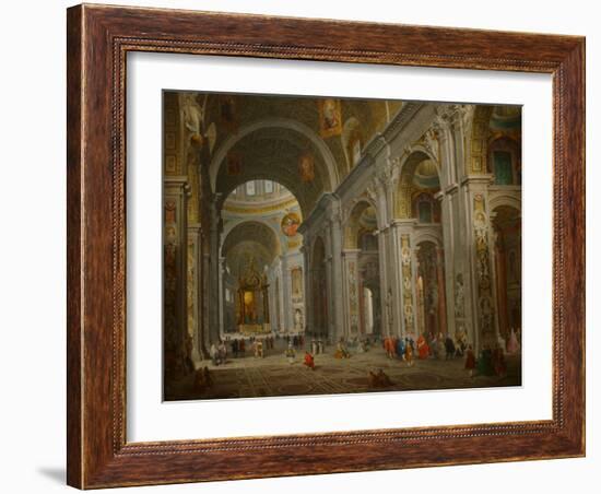 Interior of St. Peter's in Rome-Giovanni Paolo Panini-Framed Art Print