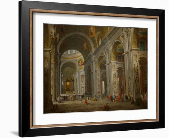 Interior of St. Peter's in Rome-Giovanni Paolo Panini-Framed Art Print