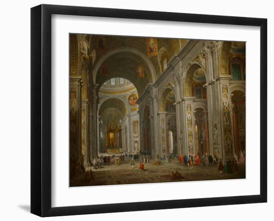 Interior of St. Peter's in Rome-Giovanni Paolo Panini-Framed Art Print