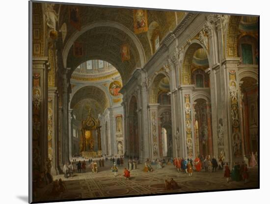 Interior of St. Peter's in Rome-Giovanni Paolo Panini-Mounted Art Print