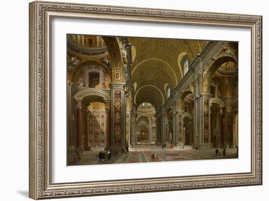 Interior of St. Peter's, Rome, 1731-Giovanni Paolo Pannini-Framed Giclee Print