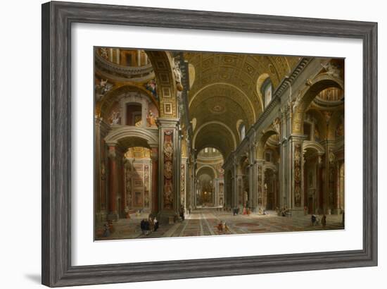 Interior of St. Peter's, Rome, 1731-Giovanni Paolo Pannini-Framed Giclee Print