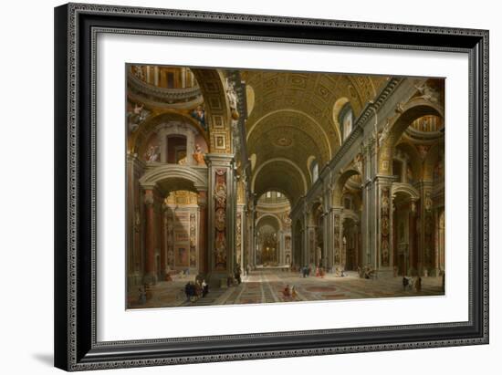 Interior of St. Peter's, Rome, 1731-Giovanni Paolo Pannini-Framed Giclee Print