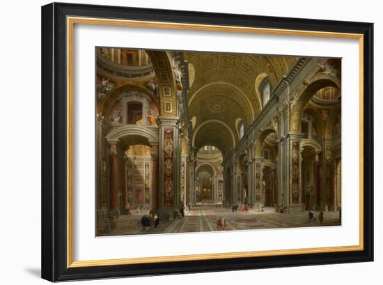 Interior of St. Peter's, Rome, 1731-Giovanni Paolo Pannini-Framed Giclee Print