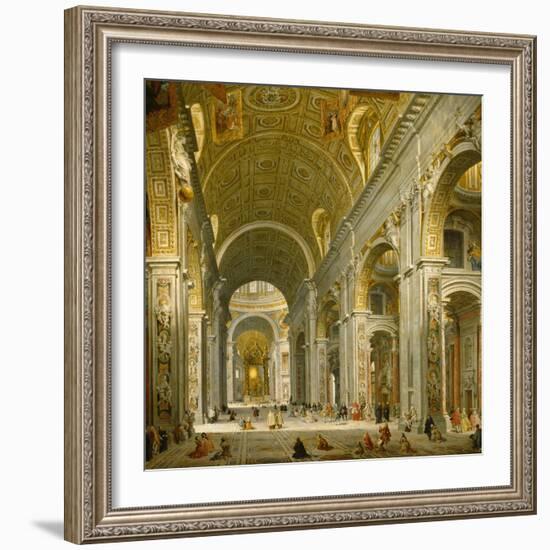 Interior of St. Peter's, Rome, 1750-Giovanni Paolo Panini-Framed Giclee Print