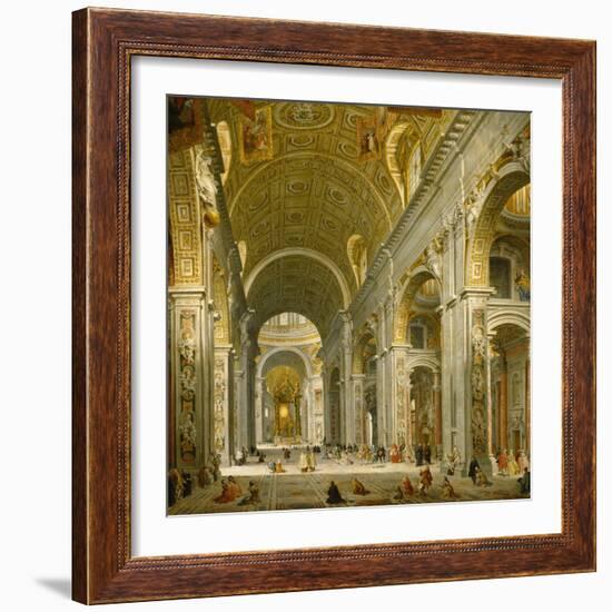 Interior of St. Peter's, Rome, 1750-Giovanni Paolo Panini-Framed Giclee Print