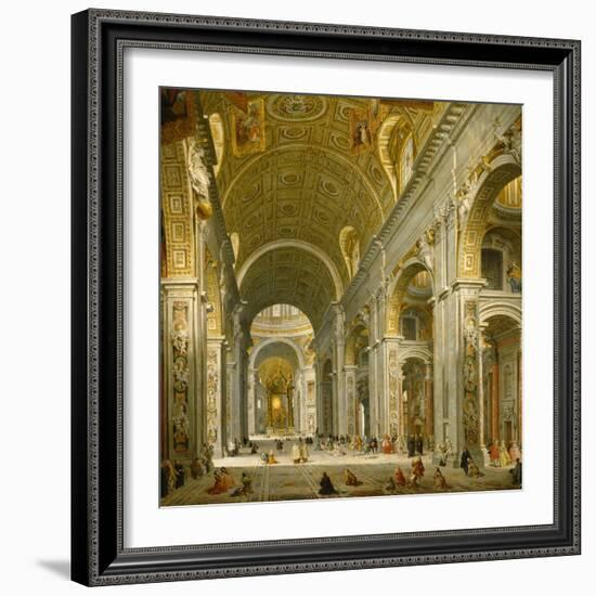 Interior of St. Peter's, Rome, 1750-Giovanni Paolo Panini-Framed Giclee Print