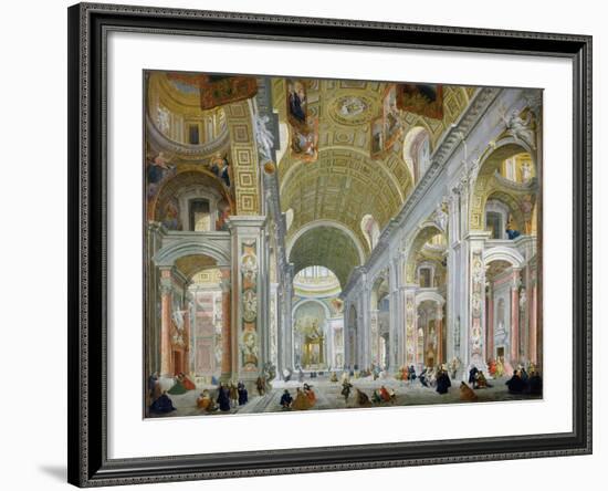 Interior of St. Peter's, Rome, c.1754-Giovanni Paolo Pannini-Framed Giclee Print