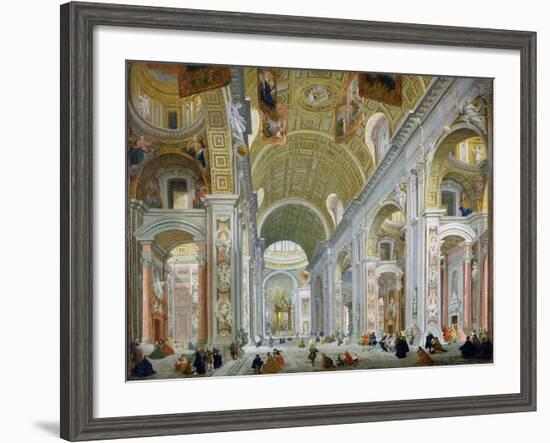 Interior of St. Peter's, Rome, c.1754-Giovanni Paolo Pannini-Framed Giclee Print