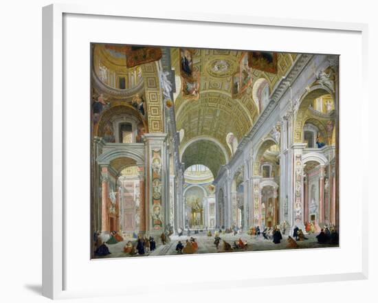 Interior of St. Peter's, Rome, c.1754-Giovanni Paolo Pannini-Framed Giclee Print