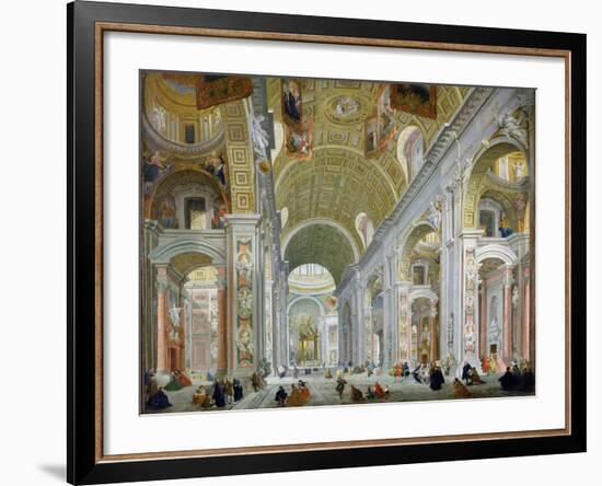 Interior of St. Peter's, Rome, c.1754-Giovanni Paolo Pannini-Framed Giclee Print