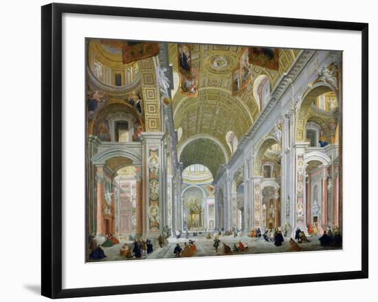 Interior of St. Peter's, Rome, c.1754-Giovanni Paolo Pannini-Framed Giclee Print