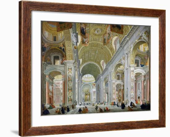 Interior of St. Peter's, Rome, c.1754-Giovanni Paolo Pannini-Framed Giclee Print