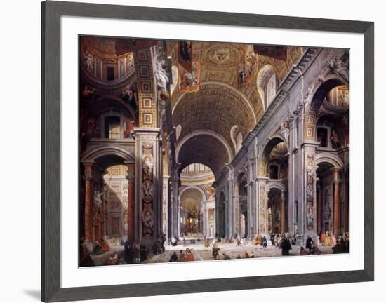 Interior of St. Peter's, Rome-Giovanni Paolo Pannini-Framed Art Print